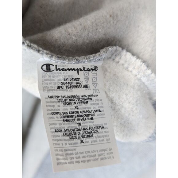 NWT Champion Logo Hoodie Pullover Size XL Gray Sports Sweatshirt Comfy Athletic - Picture 8 of 10